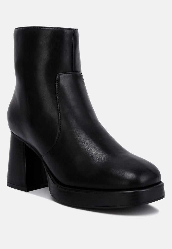 women faux leather side zipper closure boots#color_black