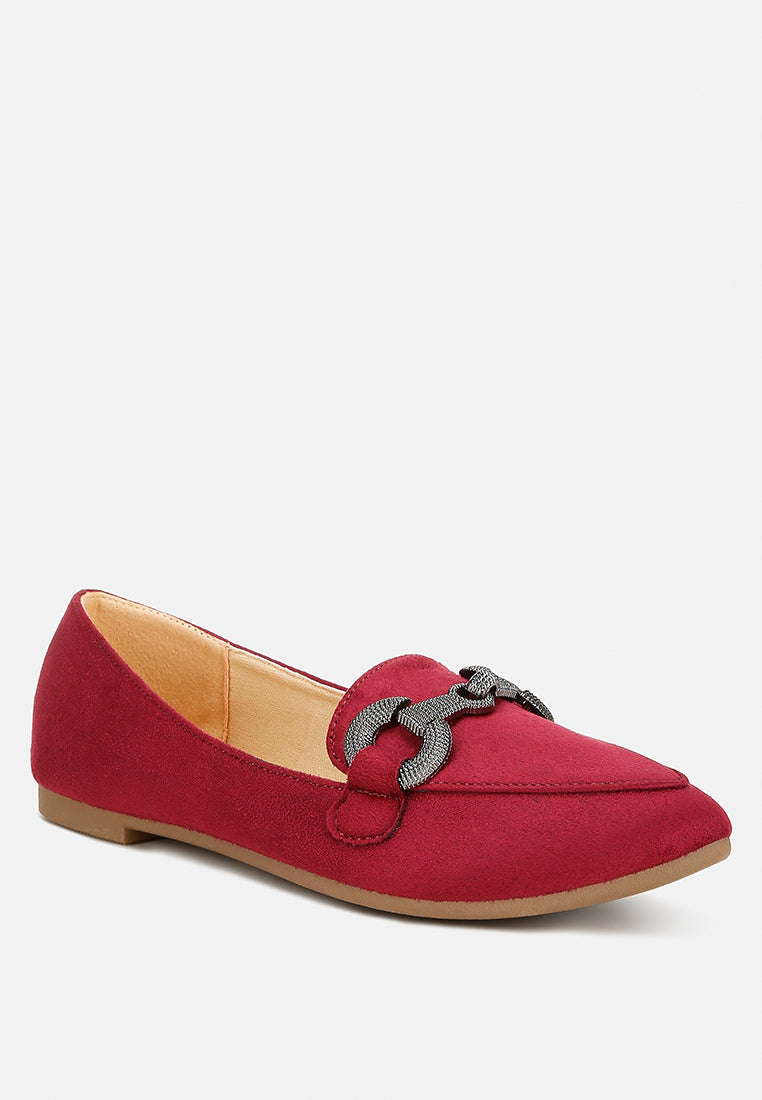 women horsebit detail flexible loafers#color_burgundy