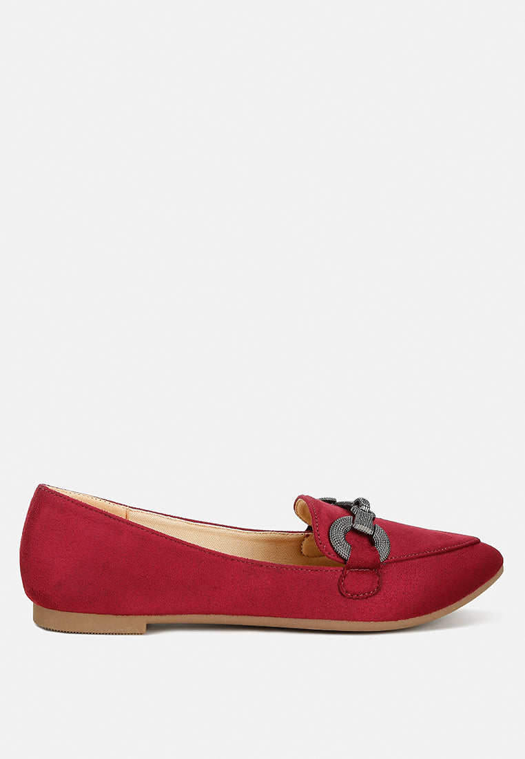 women horsebit detail flexible loafers#color_burgundy