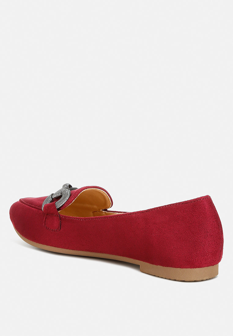 women horsebit detail flexible loafers#color_burgundy