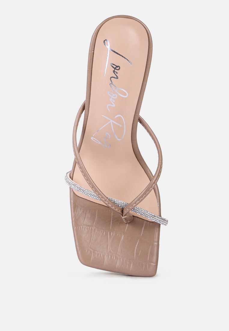 women croc rhinestone slider sandal#color_taupe