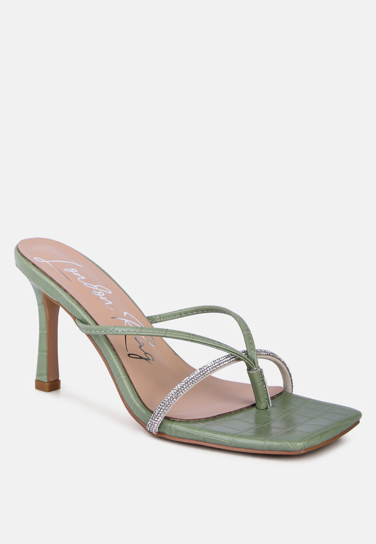 women croc rhinestone slider sandal#color_mint