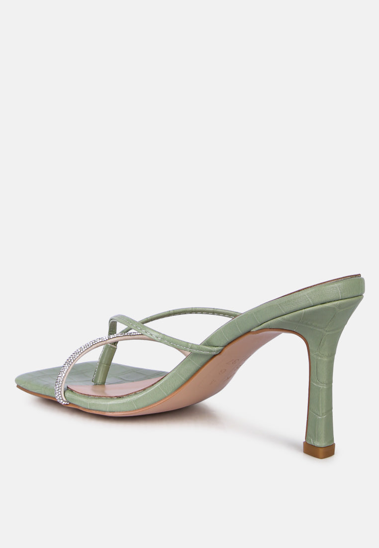 women croc rhinestone slider sandal#color_mint