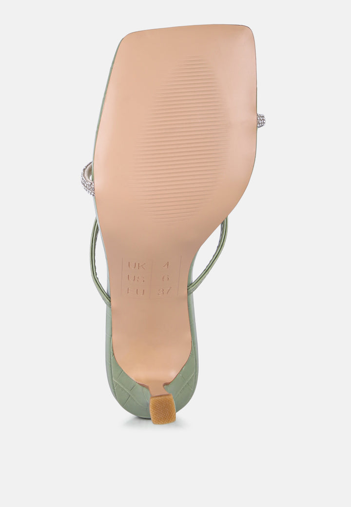 women croc rhinestone slider sandal#color_mint