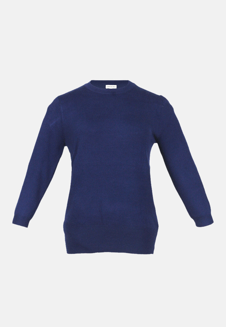 women fine knit striped sweater#color_navy
