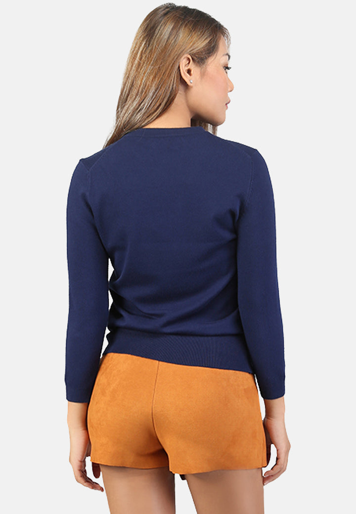 women fine knit striped sweater#color_navy