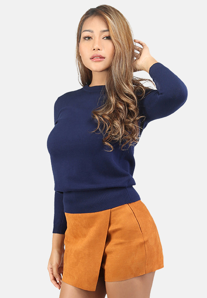 women fine knit striped sweater#color_navy
