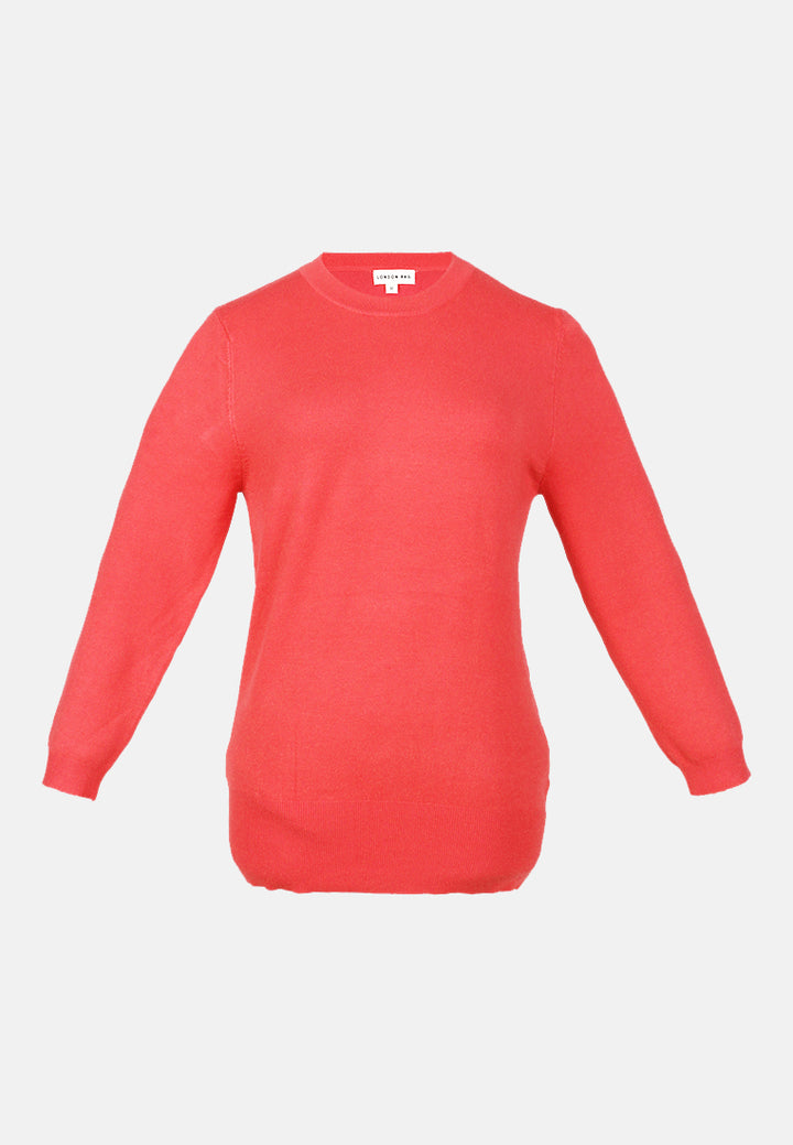 women fine knit striped sweater#color_red