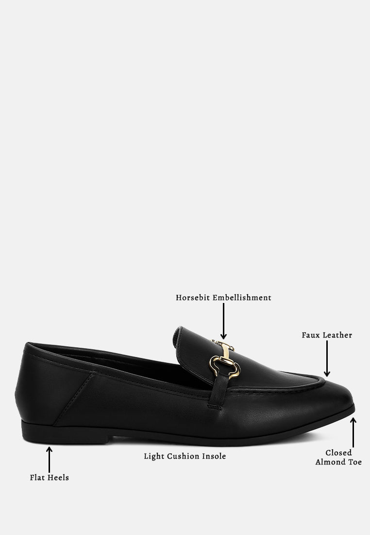 women horsebit embellished loafers#color_black