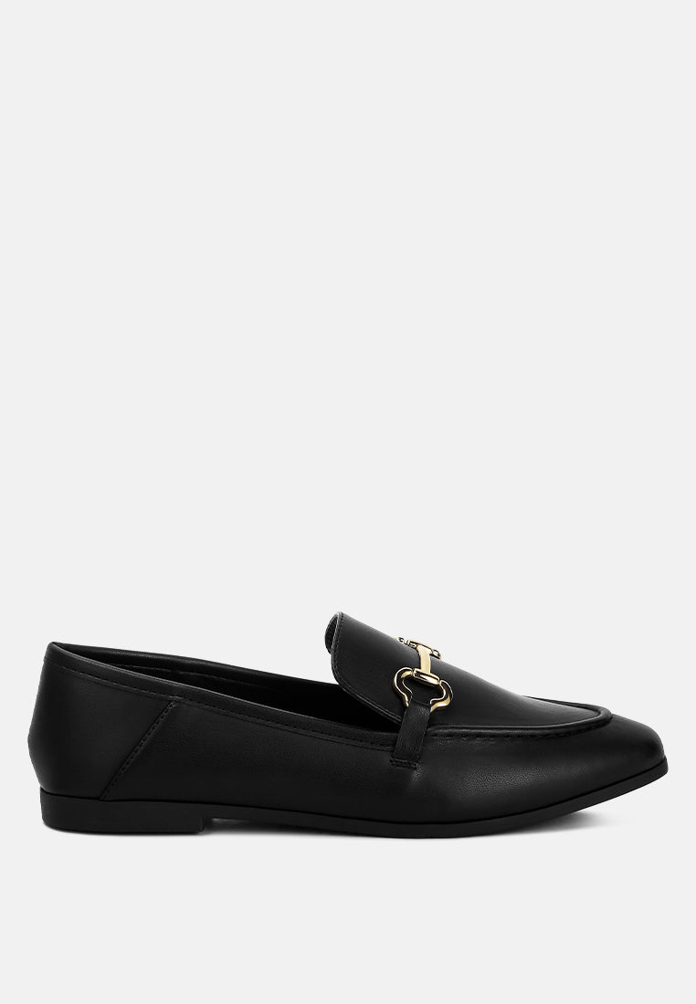women horsebit embellished loafers#color_black