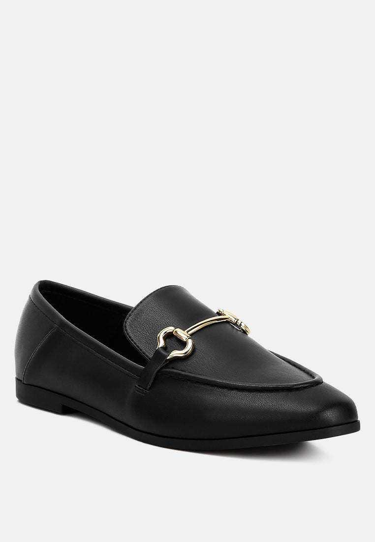women horsebit embellished loafers#color_black