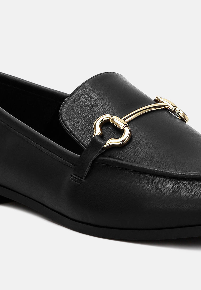 women horsebit embellished loafers#color_black