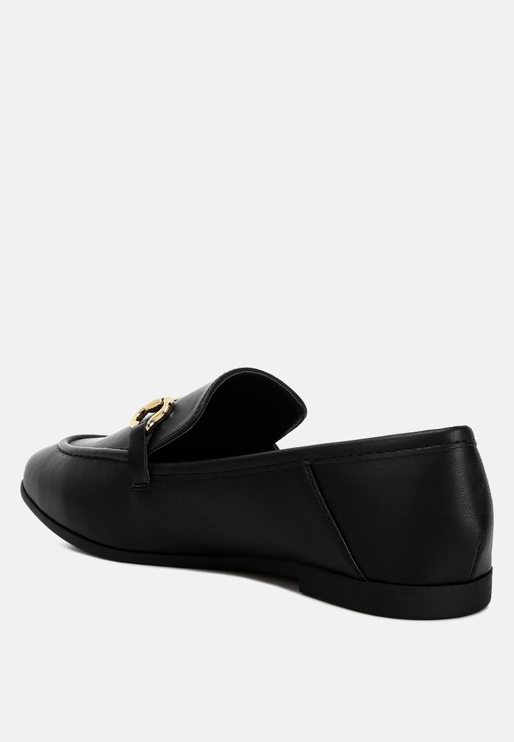 women horsebit embellished loafers#color_black