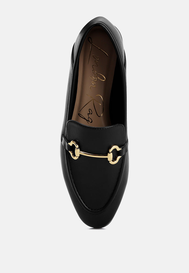 women horsebit embellished loafers#color_black