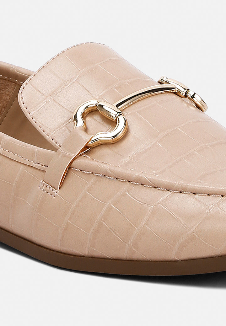 women horsebit embellished loafers#color_beige