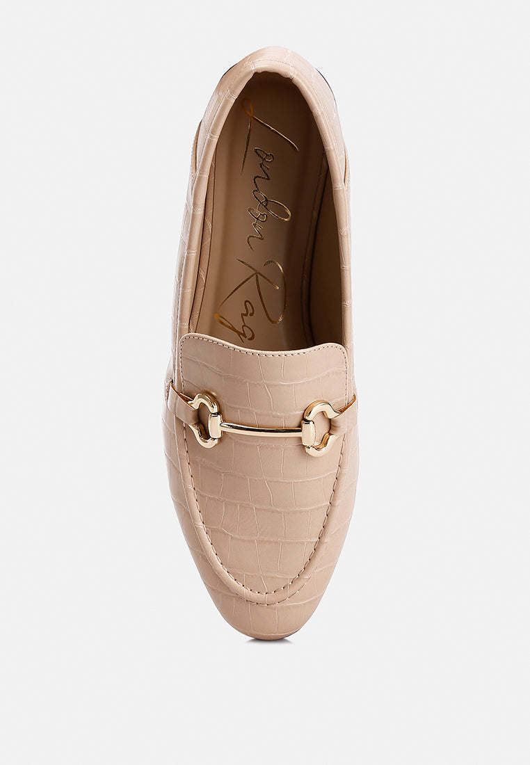 women horsebit embellished loafers#color_beige