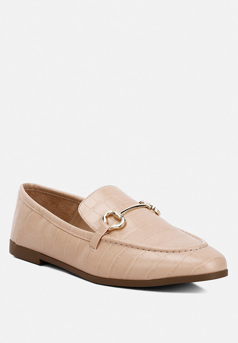women horsebit embellished loafers#color_beige