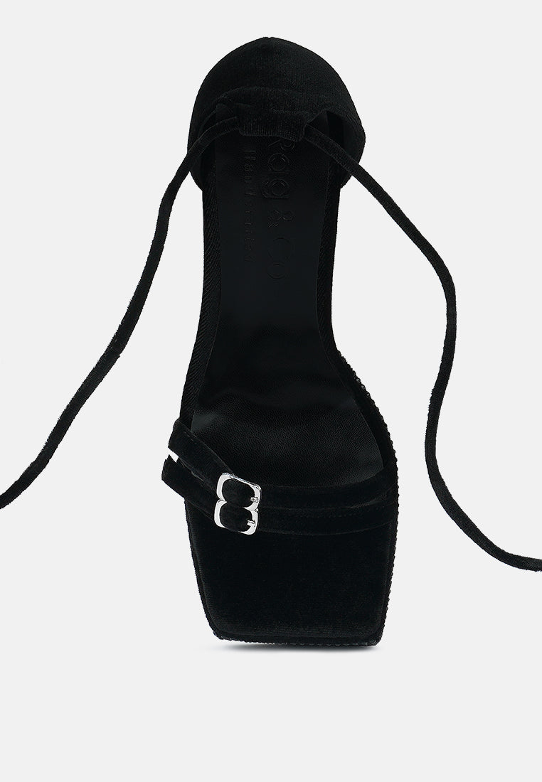 women high platform diamante lace up sandals#color_black