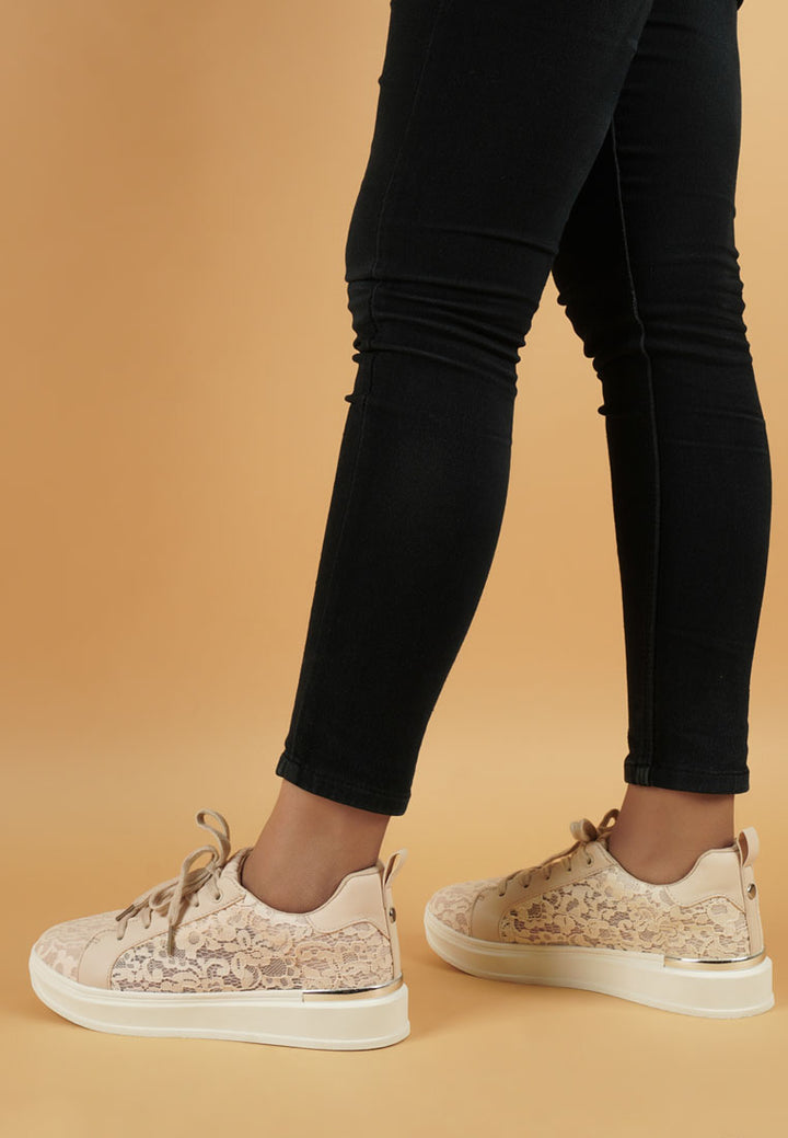 women casual lace sneakers#color_pink