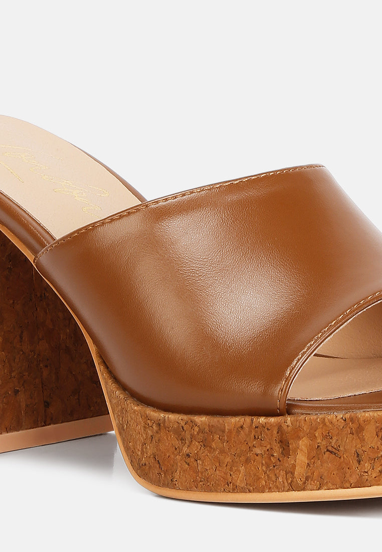 women flared block heel sandals#color_tan