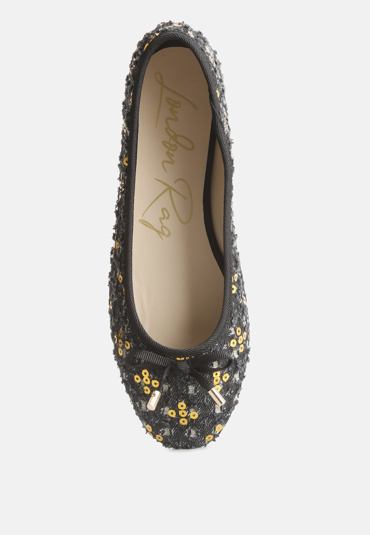 women florent sequni flat bow ballerina#color_gold