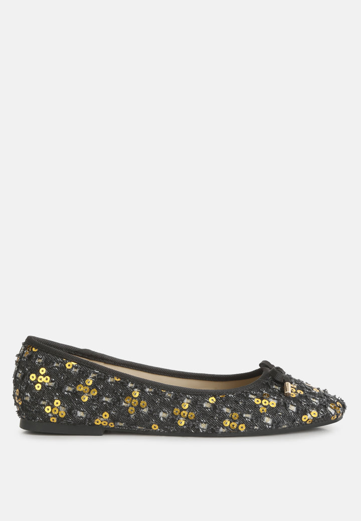 women florent sequni flat bow ballerina#color_gold