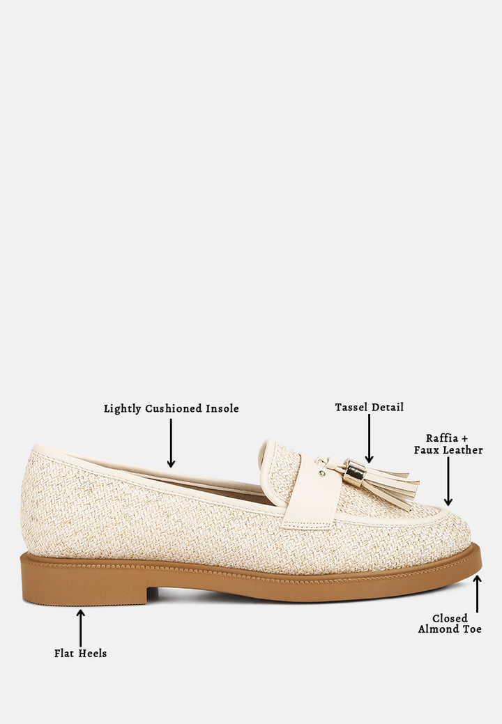 women tassle detail raffia loafers#color_cream