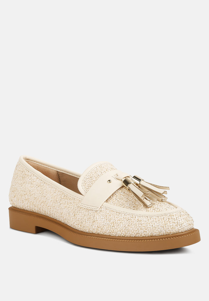 women tassle detail raffia loafers#color_cream