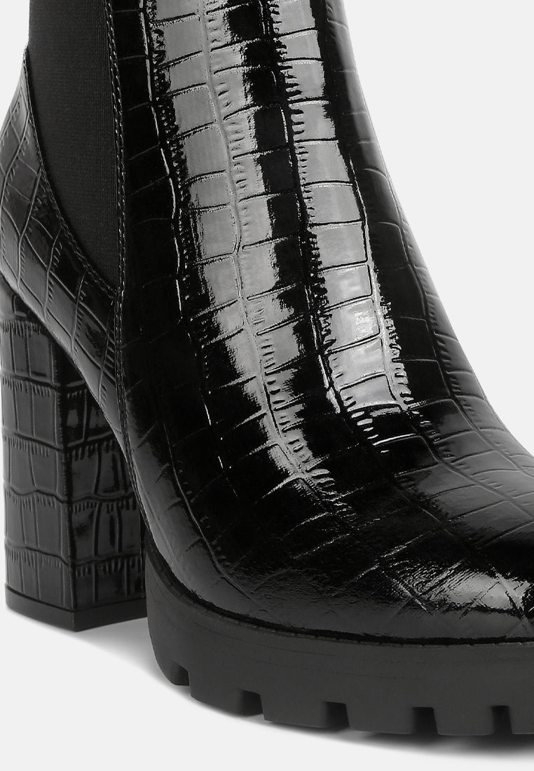 Women Croc Chelsea Boots#color_black