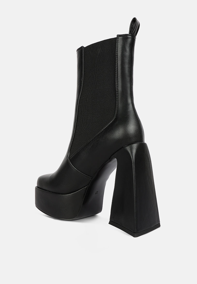 women high platform block heeled chelsea boot#color_black