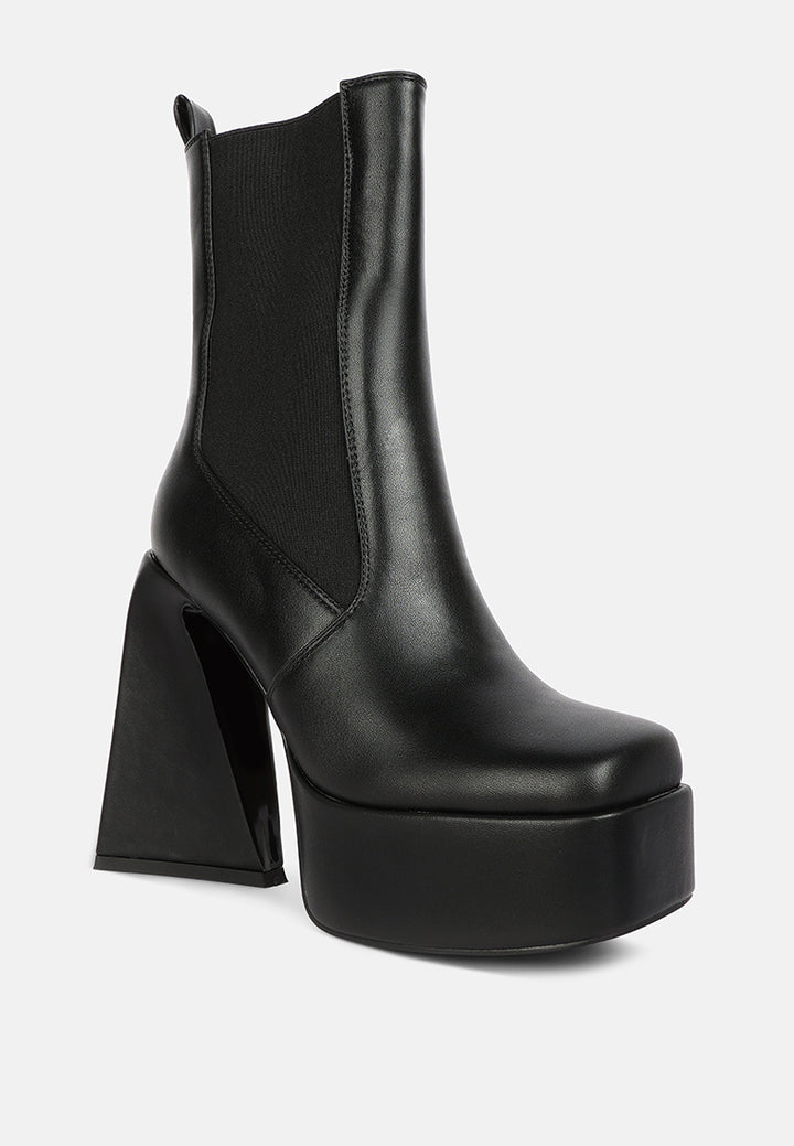 women high platform block heeled chelsea boot#color_black