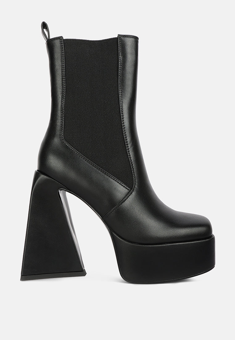 women high platform block heeled chelsea boot#color_black
