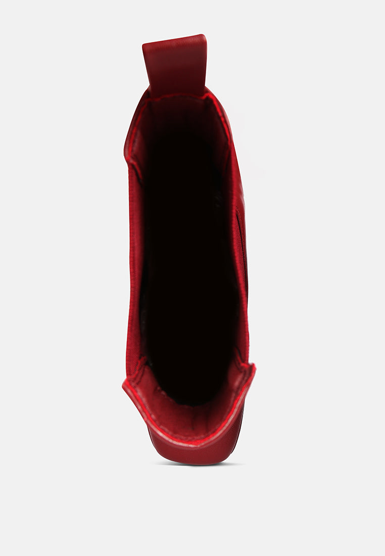 women high platform block heeled chelsea boot#color_burgundy