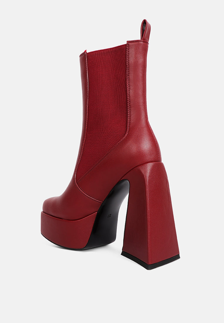 women high platform block heeled chelsea boot#color_burgundy