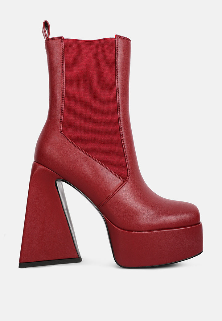 women high platform block heeled chelsea boot#color_burgundy
