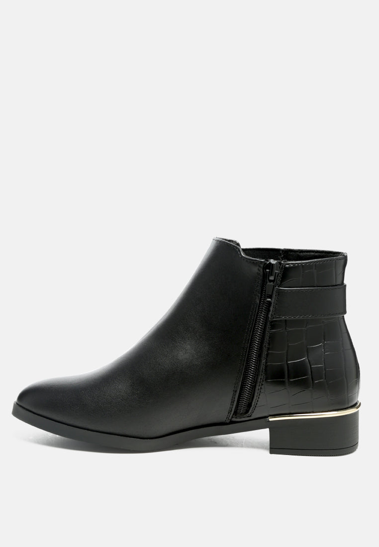 frothy buckled ankle boots with croc detail by ruw#color_black