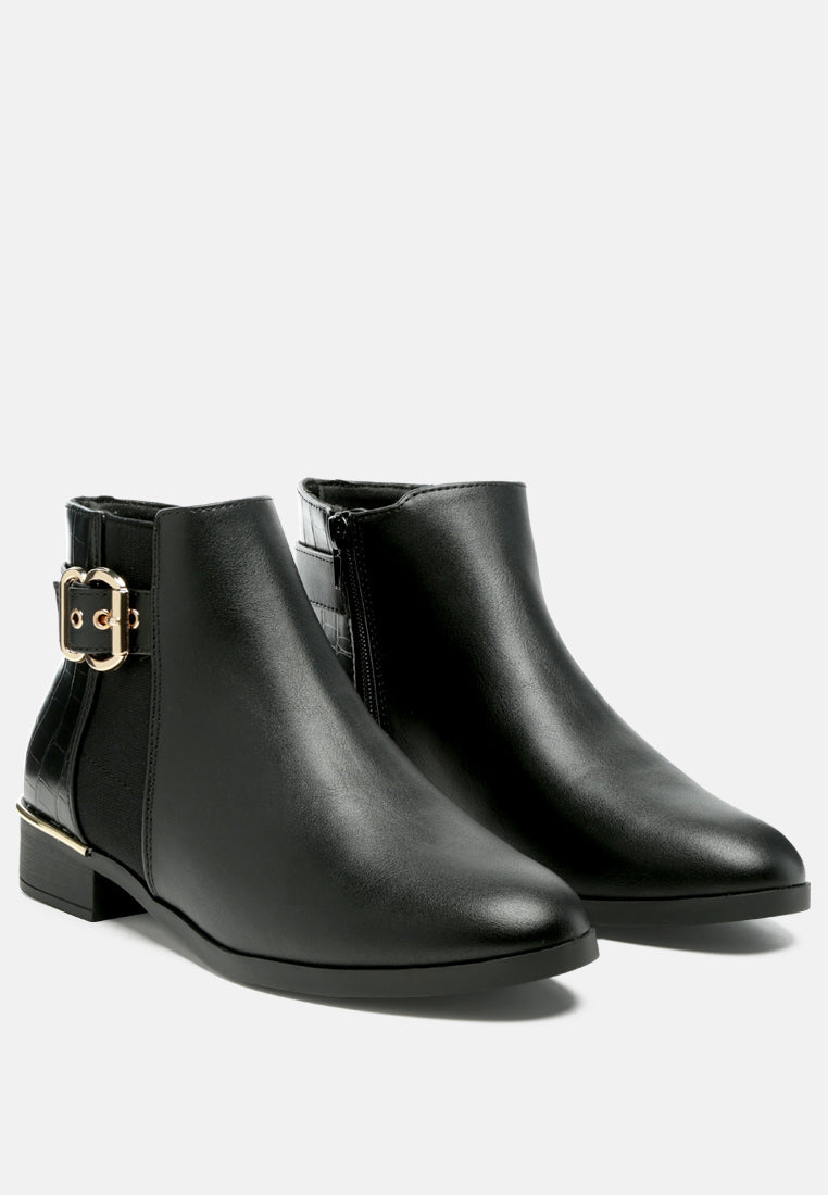frothy buckled ankle boots with croc detail by ruw#color_black