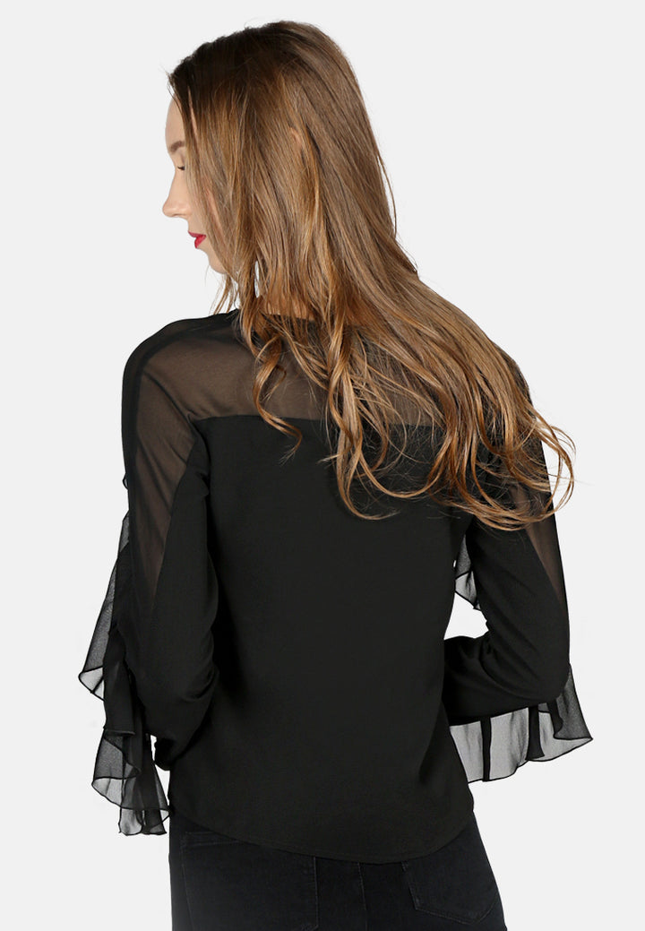 women full sleeve casual top#color_black