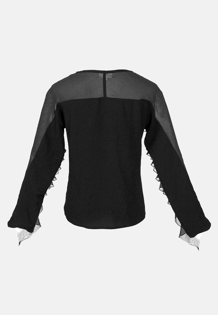 women full sleeve casual top#color_black