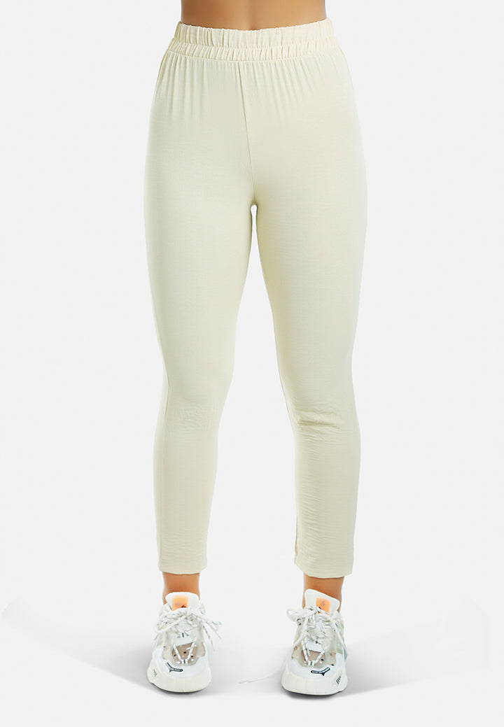 women full sleeves top & fitted full pants coord set#color_cream