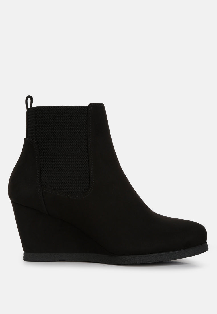 women wedge heel ankle length boots#color_black