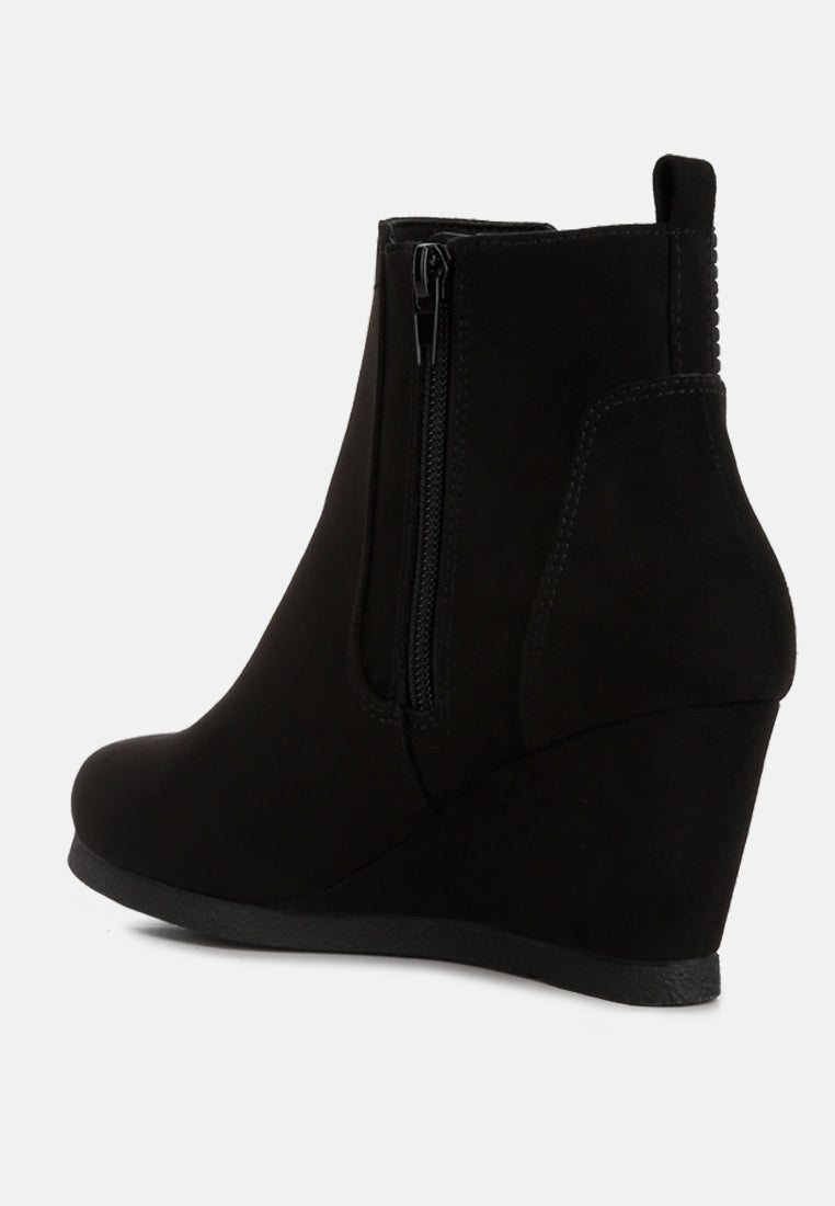 women wedge heel ankle length boots#color_black