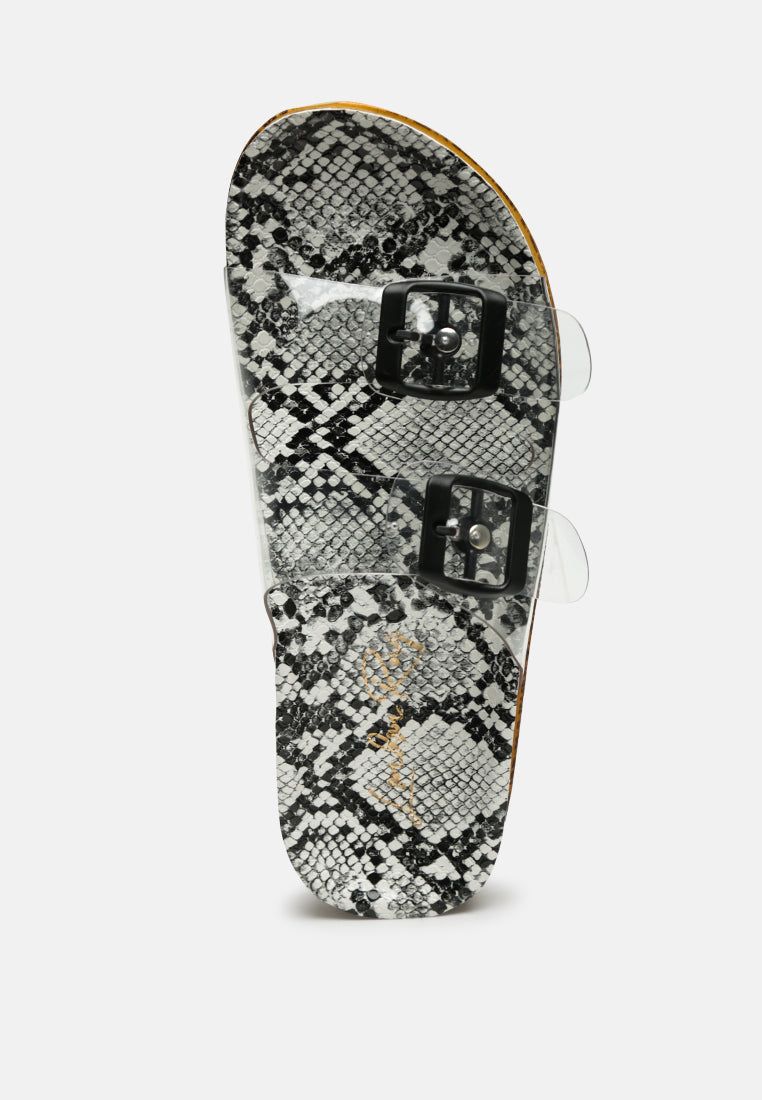 women white gelato buckled strap transparent platform slides#color_white