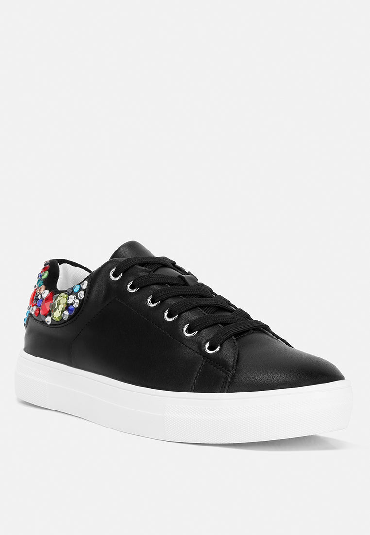 gems diamante embellished sneakers#color_black