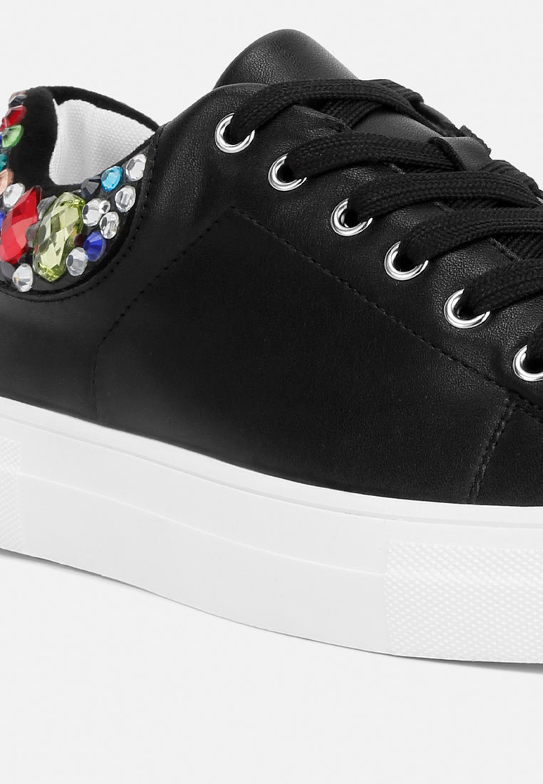 gems diamante embellished sneakers#color_black
