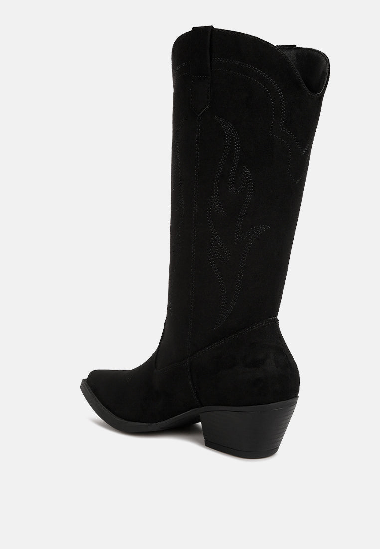 women ginni embroidered calf boots#color_black