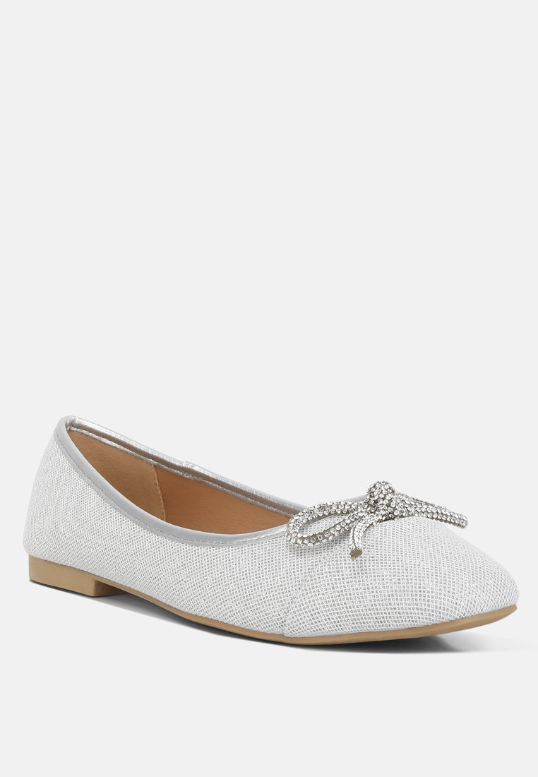 women rhinestone embellished ballerinas#color_silver