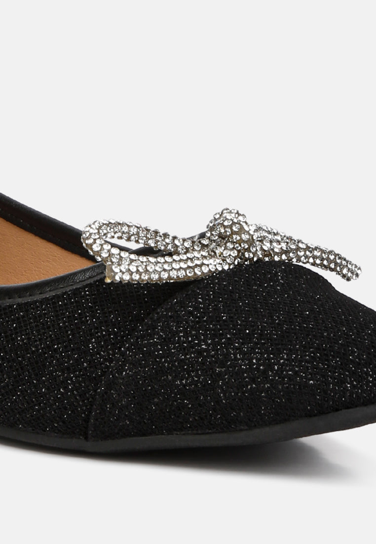 women rhinestone embellished ballerinas#color_black