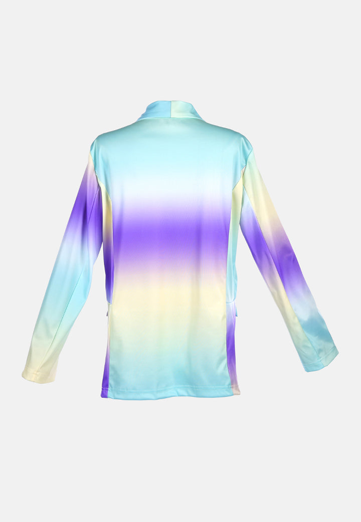 women glaze print semi casual blazer#color_purple