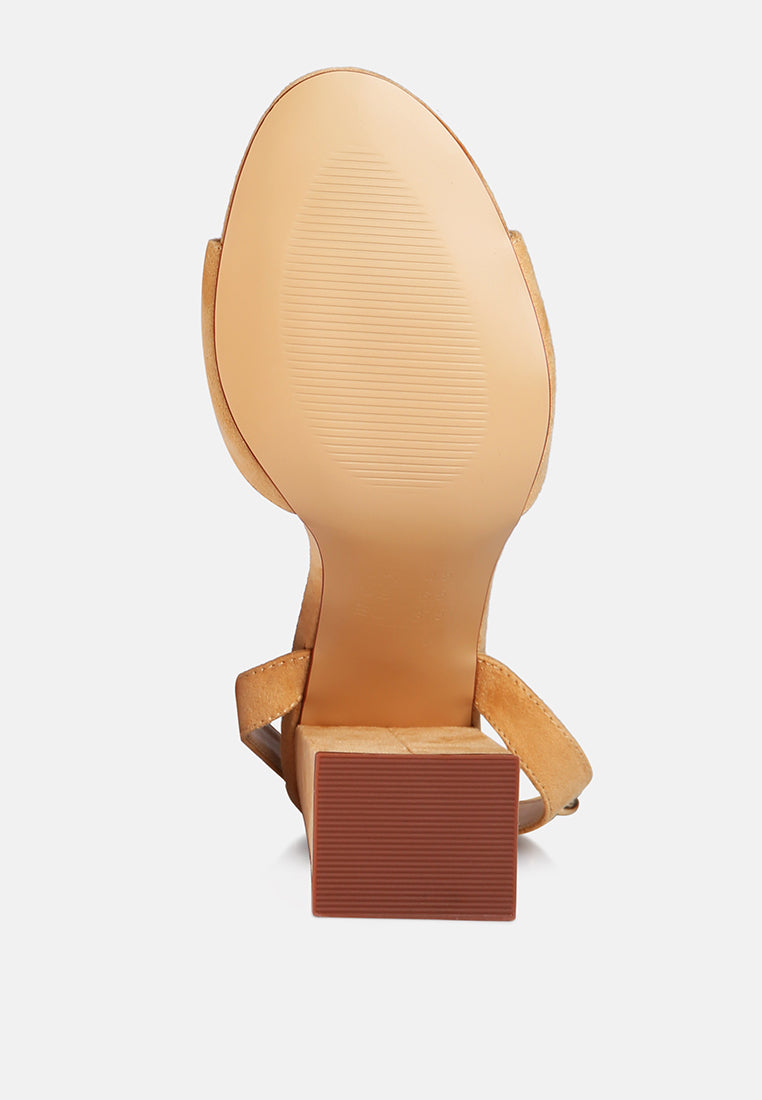 women chain detail tie up block heels#color_beige